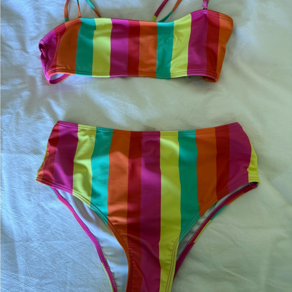 Colorful Striped Swim Set